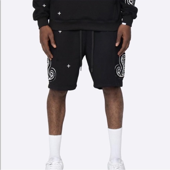 MENS PAISLEY PRINT FLEECE SHORTS - Picture 6 of 9